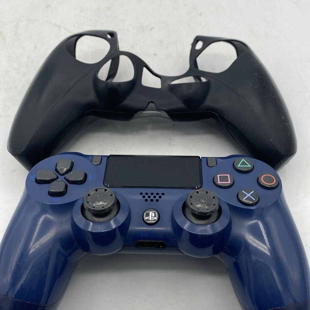 Sony PS4 CUH-ZCT2U Video Game Controller - Blue With Black Grip Cover Tested